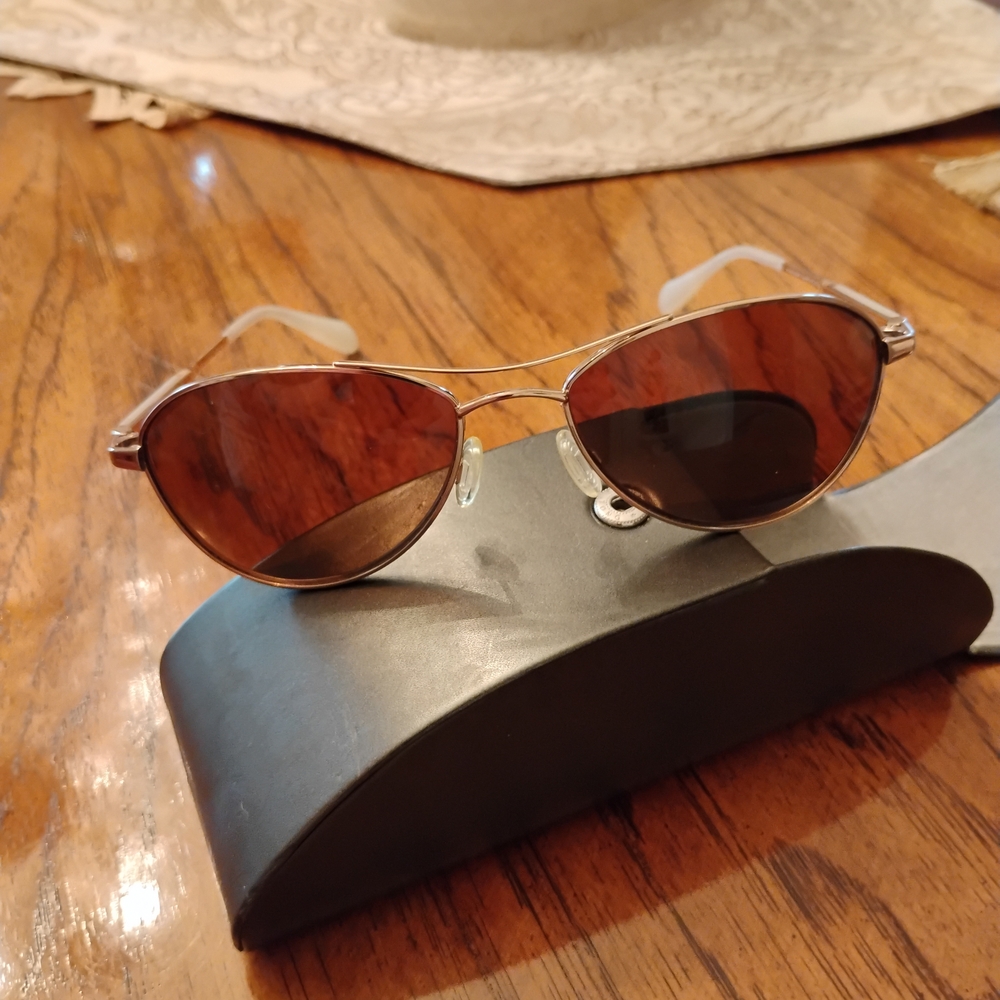 Oliver Peoples Gold and Brown Sunglasses